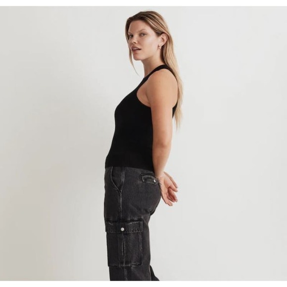 NWT! MADEWELL The Signature Knit Cutaway Sweater‎ Tank BLACK/M